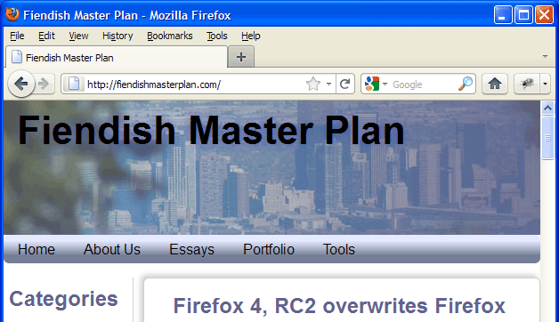 Screenshot of weird Firefox 4/Firefox 3.6 combination